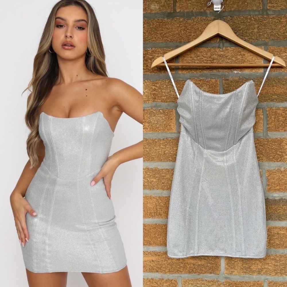 White Fox Show Me Off Silver Mini Dress
